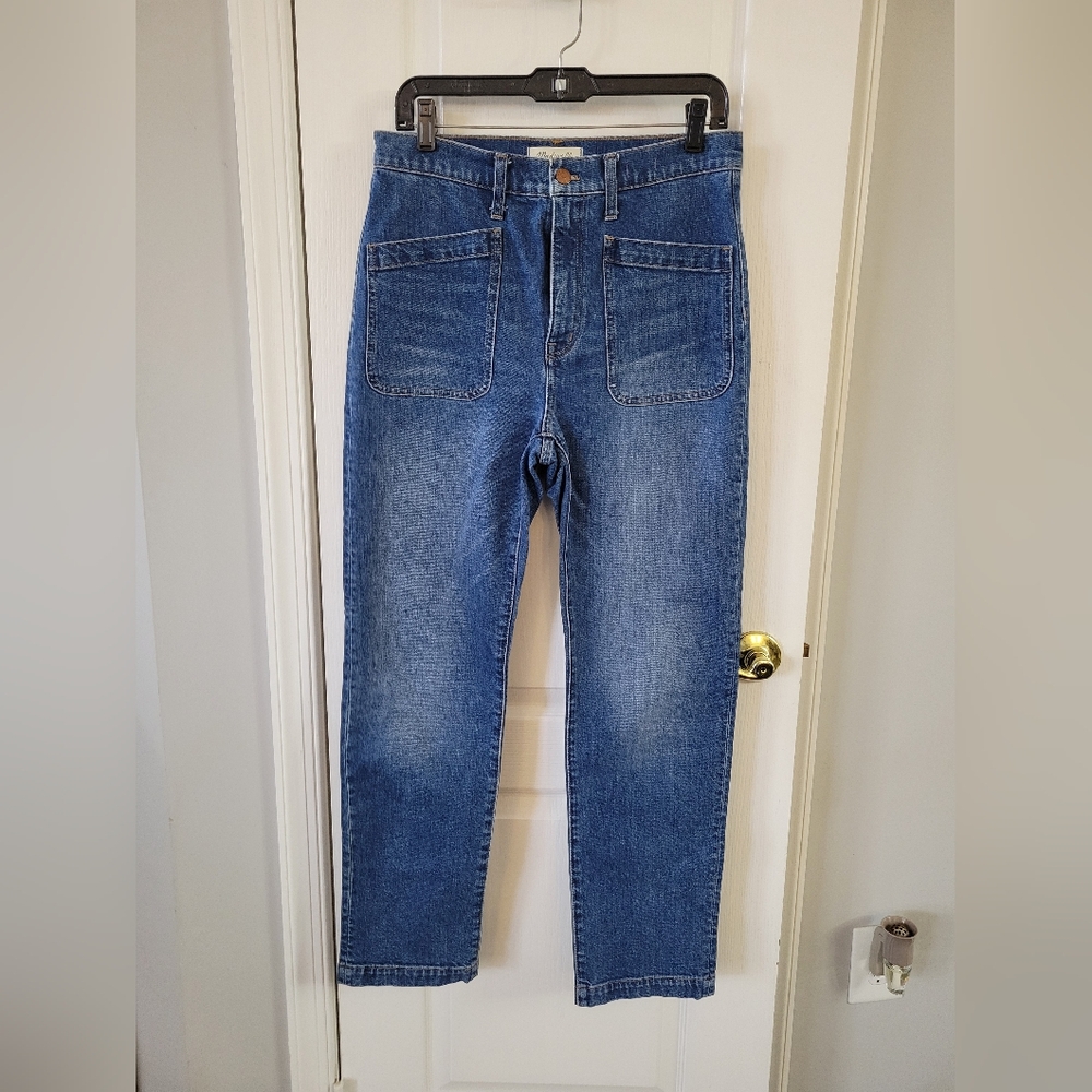 Madewell Classic Straight Full Length Jeans Surplus Front Pocket Edition Size 28